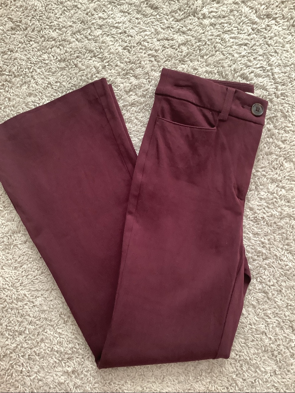 LOFT Sutton Flare Pants in Deep Wine